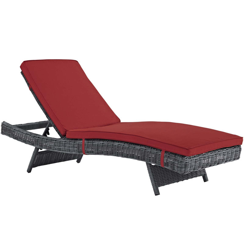 Invite Outdoor Patio Sunbrella Chaise by Modway, Canvas Jockey Red Sunbrella Canvas