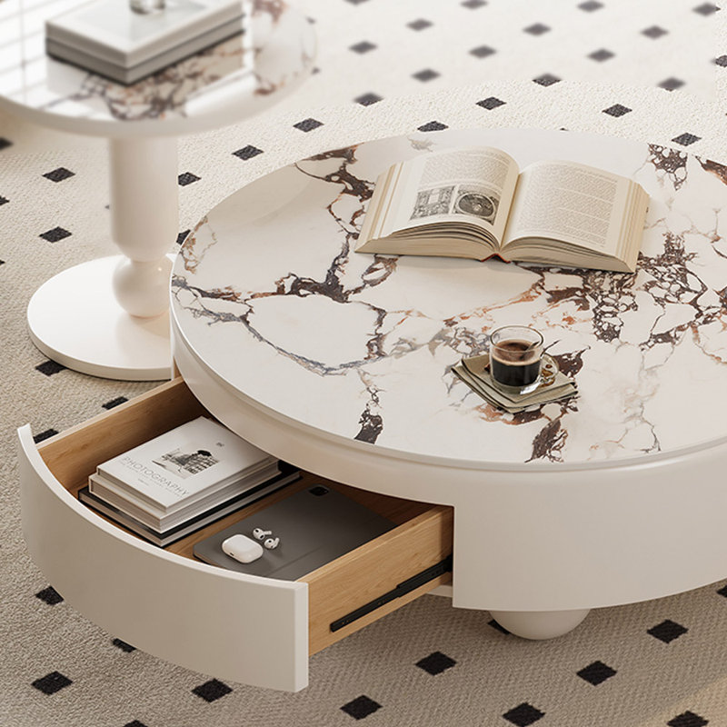 Table basse ronde crème