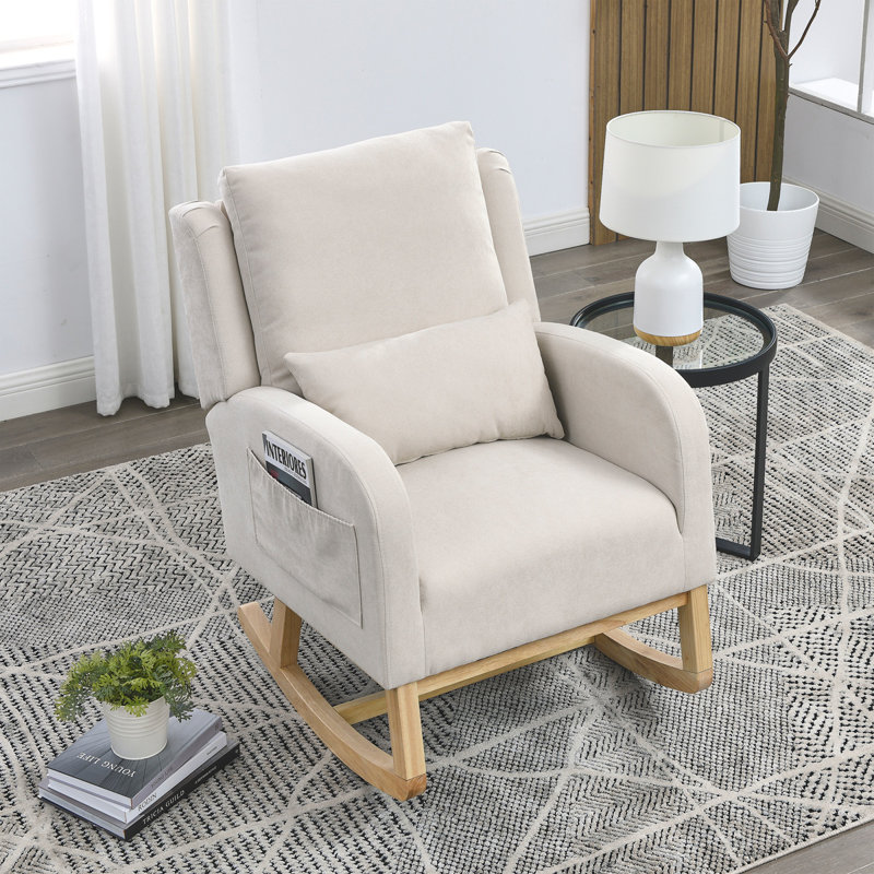 Fauteuil à bascule décontracté Janneke Welike, Velours beige