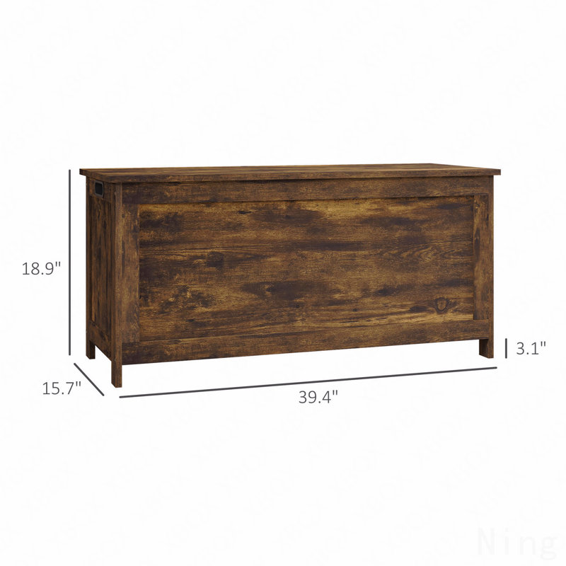 39.4" Storage Chest W/ 2 Safety Hinges, Wooden Box, Brown