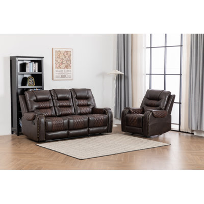 Ilyia Two Tone Vegan Leather Two-PC Livingroom Reclining Set