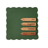 Scalloped Square Cheese Board with Cheese Markers - Spruce Green