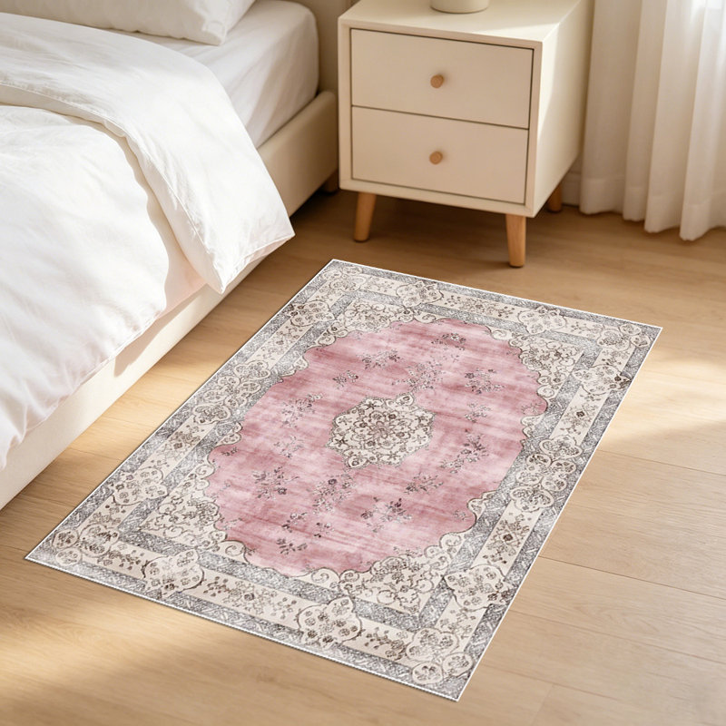 Traditional Persian Style Area Rug, Ornate Floral Medallion Indoor Rug, Durable Non-Shedding Carpet for Living Room, Bedroom, Entryway