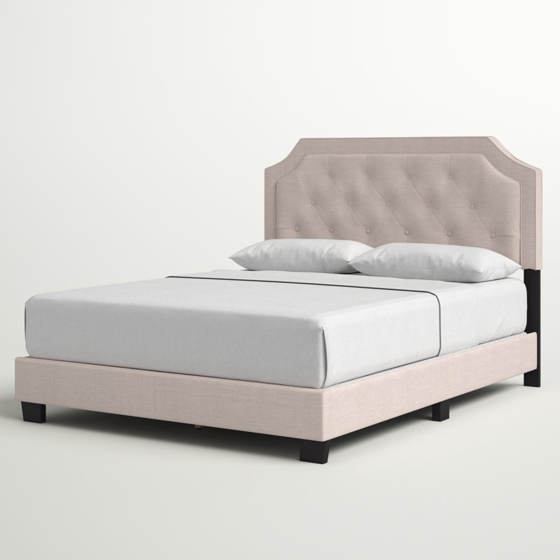 Lit tapissier Amidon, Double, Beige