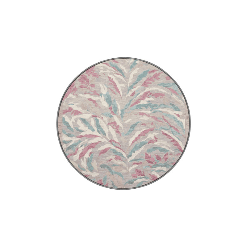 Tapis gris lavable à la machine, Rond 3 pi