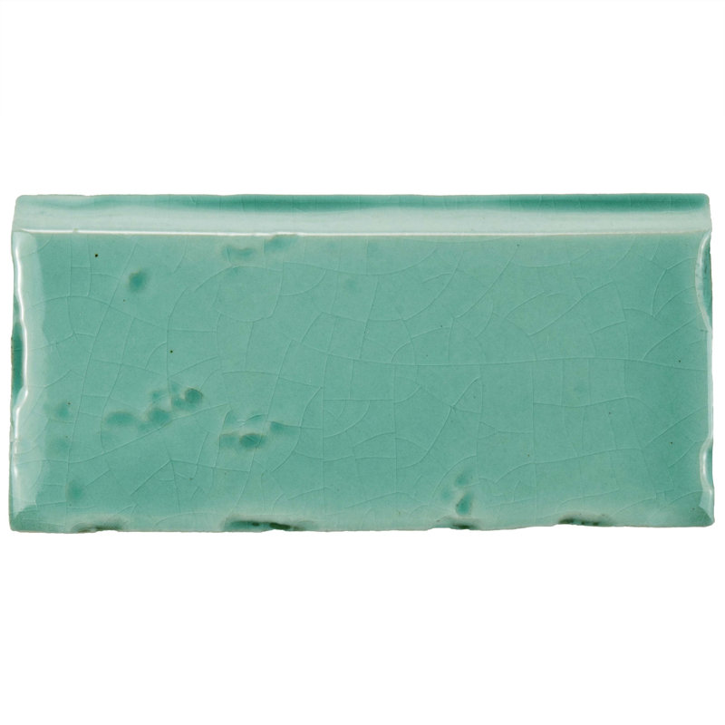 Novecento Zocalo 5.1" x 2.5" Glossy Ceramic Bullnose Tile Trim in Teal