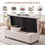 Banc de rangement avec repose-pieds de 50 po avec rangement pour le salon, beige-425546466