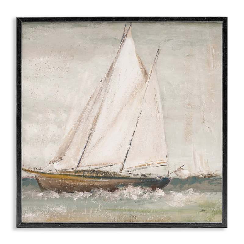 Voilier traditionnel, estampe numérique par Patricia Pinto, H 12 po x l 12 po, Giclée encadrée noir minuit