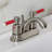 Kingston Brass Kaiser Two-Handle 3-Hole Deck Mount 4" Centerset Bathroom Faucet with Plastic Pop-Up-25314082