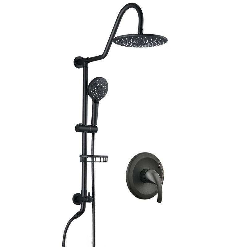Robinets et systèmes de douche modernes noir mat, ensemble de pluie réglable en laiton pour la maison