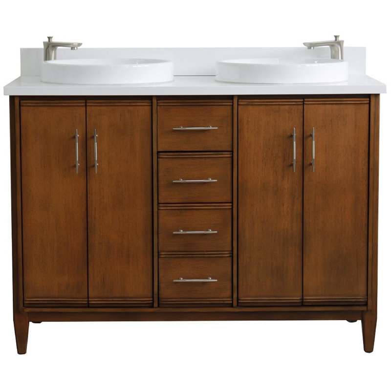 Hawkinson 49'' Double Bathroom Vanity with Engineered Stone Top