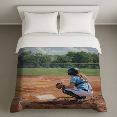 Softball Catcher Portrait Duvet Covers