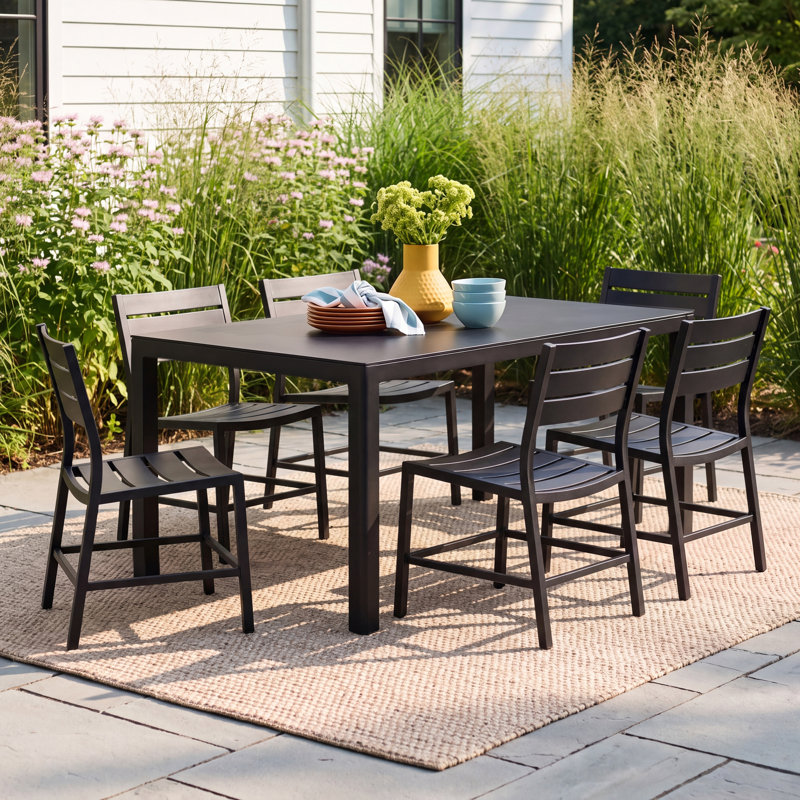 Armando 6-Person 7-Piece Aluminum Patio Dining Set, Black