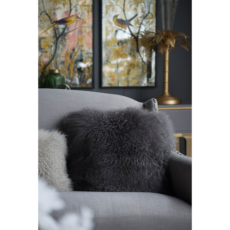 Feather Throw Pillow, Gray