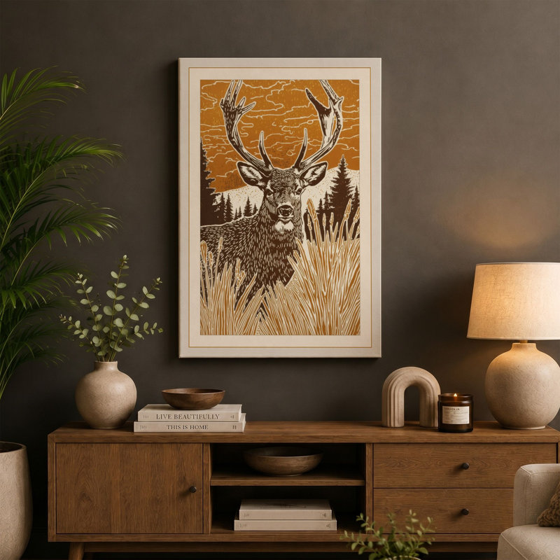Antlered Majesty Rustic - Wrapped Canvas, 30x20 - 76.2 x 50.8 cm, White Border