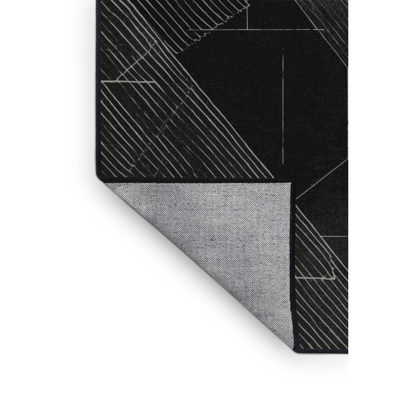 Machine Washable Paizlei Chicago Skyline Modern & Contemporary Geometric Rug in Gray – Black Binding, 2x3