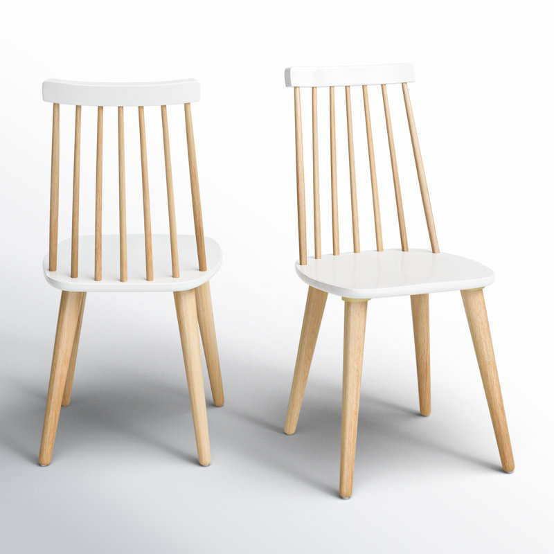 Chaise d'appoint en bois massif Rolde, Blanc/naturel