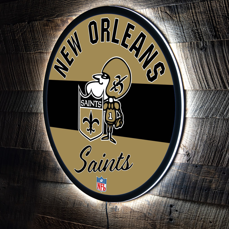 NFL Vintage LED 23" Round Lighted Wall Sign, NFL New Orleans Saints