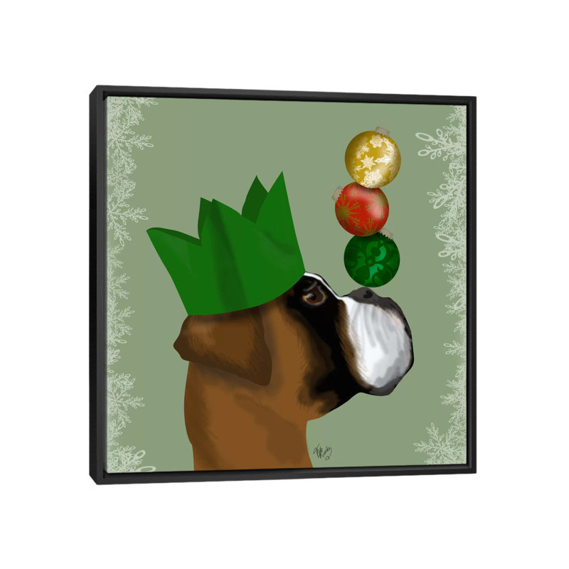 « boxer party pli baubles », reproduction sur toile tendue Fab Funky, H 18 po x l 18 po x P 1,5 po, Toile avec cadre noir