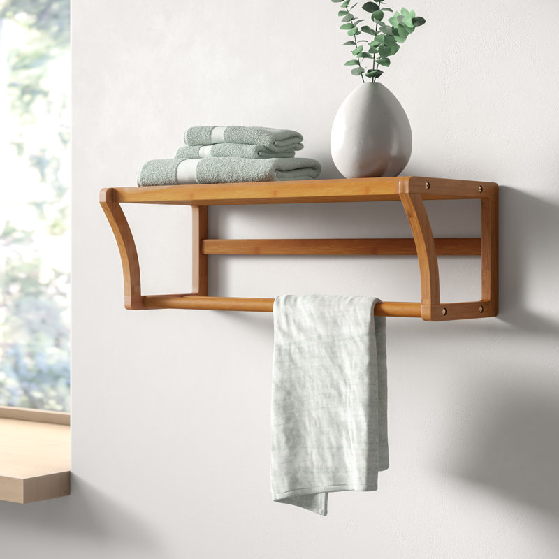 Larock Wood Accent Shelf with Towel Bar