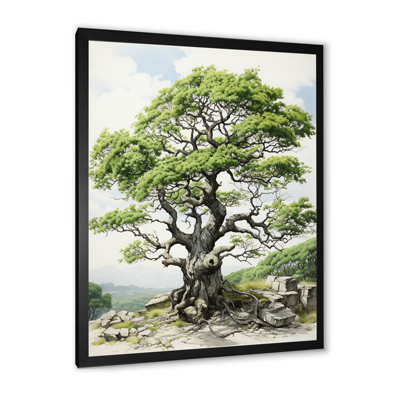 «Green Tree The Contrast», art mural sur toile floral et botanique, Cadre photo noir, H 20 po x l 12 po x P 1 po