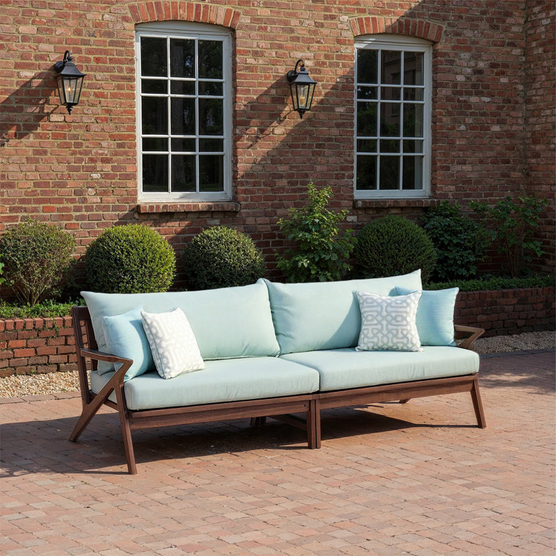 Minhaj Sunbrella Outdoor Sofa, Spa Blue