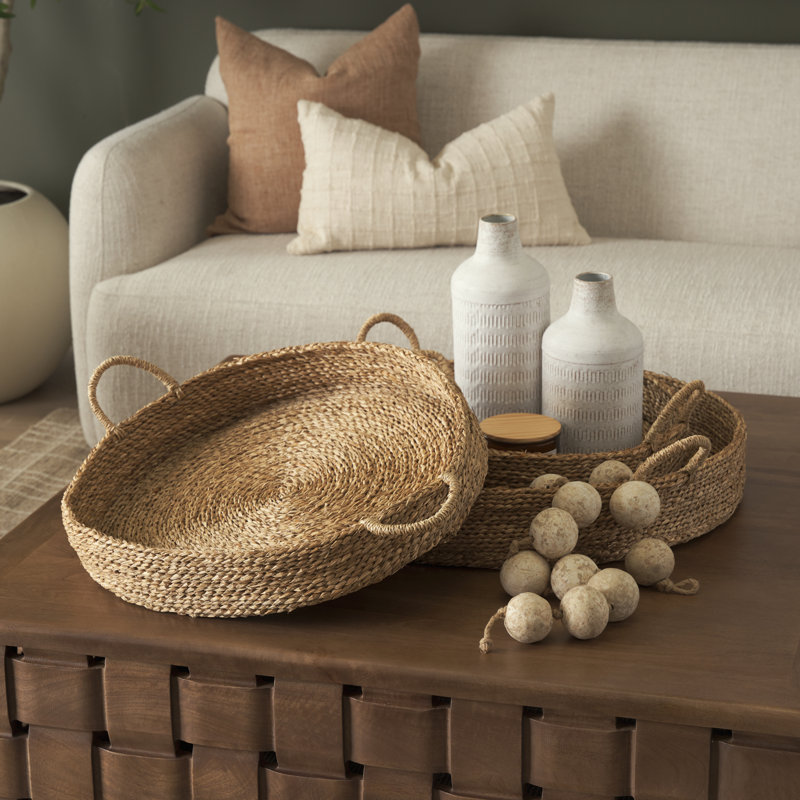 Bourbon Seagrass Tray - Set of 3