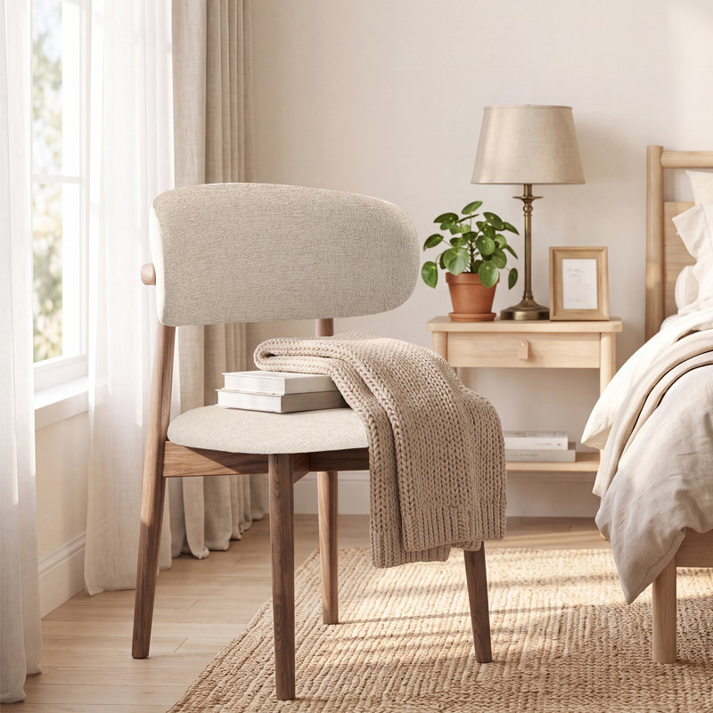 Chaise de salle à manger d'appoint en bois massif rembourrée (lot de 2), 2