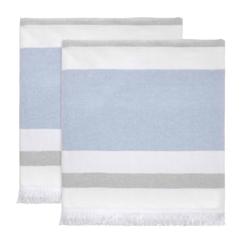 Izod Clubhouse Stripe 100% Cotton Midweight Waffle Bath Towel, Blue
