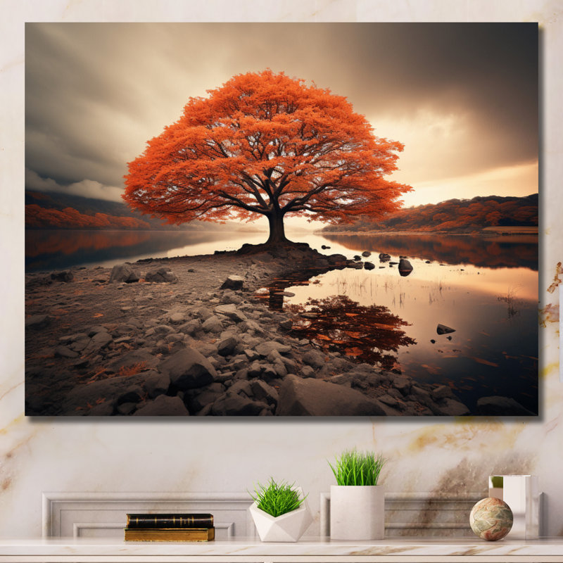 Coral Tree Autumn Whispers II - arbres, impressions sur toile, Toile tendue, H 12 po x l 20 po x P 1 po