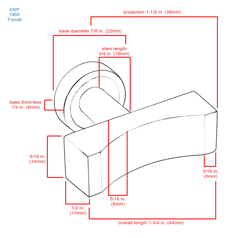 1 3/4" Length Bar Knob, Polished Nickel