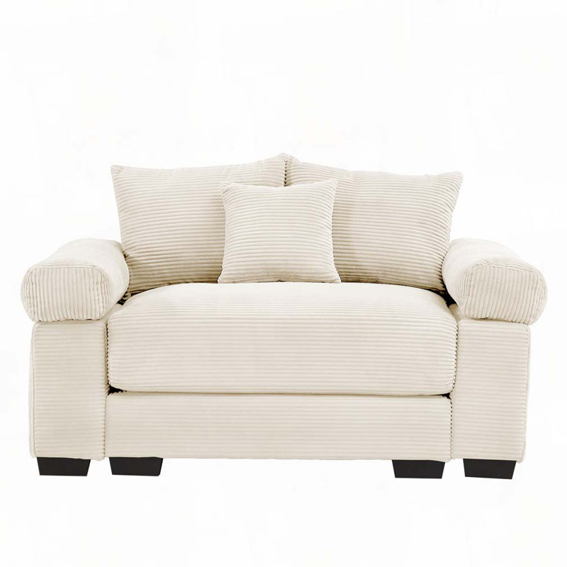 54.3" Corduroy Fabric Oversized Armchair,Club Chair, Beige Corduroy