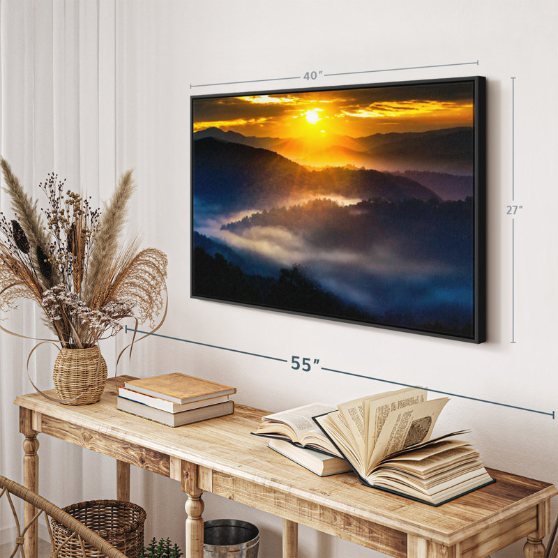 «Sunrise Over Smoky Mountains», reproduction sur toile, H 27 po x l 40 po