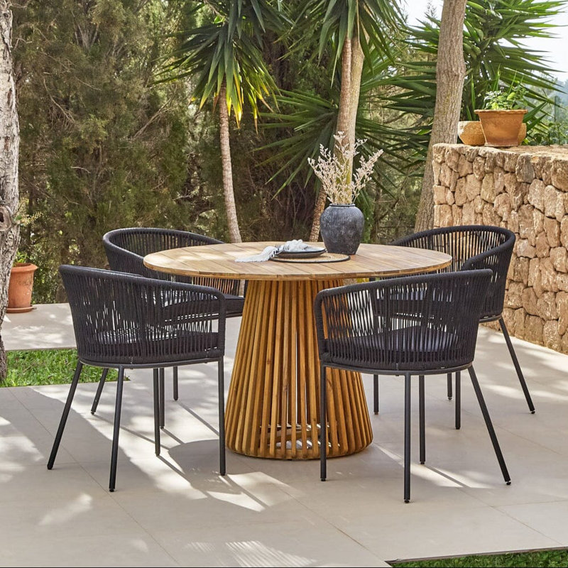 Hopley Rectangular 4 - Person 120cm Long Dining Set , Black, 75cm H x 120cm W x 120cm D, Black
