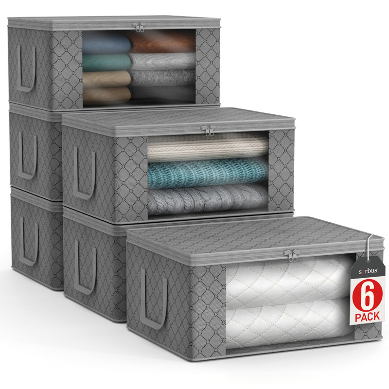 Ensemble de 6 boîtes de rangement pour sac de rangement en tissu pliable, paquet de 2, Gris