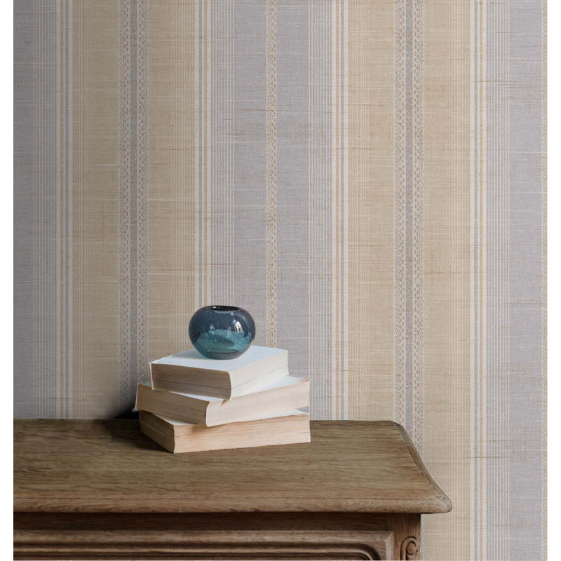 Rouleau de papier peint L 33 pi x l 20,5 po, Gris clair métallique / beige