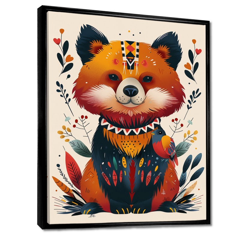 Mignon boho rétro, botanique, Toile flottante noire encadrée, H 32 po x l 16 po