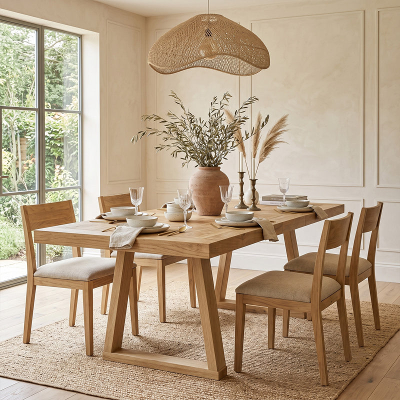 Solid Wood Extendable Dining Table, Natural Wood