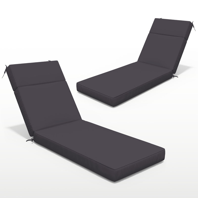 Coussins de chaise longue d'extérieur 4 po l 26 po x L 80 po, 2, L 26 po x P 80 po, Gris foncé