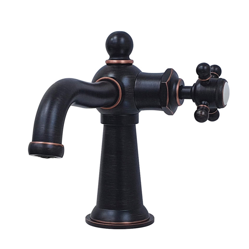 Kingston Brass Nautical Single-Handle 1-Hole Deck Mount Bathroom Faucet with Push Pop-Up, Naples Bronze