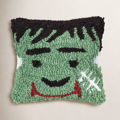 Frankenstein Halloween Hooked Throw Pillow