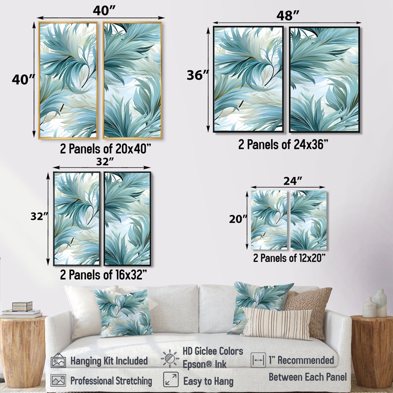 «Oceanic Dreamscape Tropical» - art mural bleu, 32" H x 32" W, Black, Framed Print without Mat