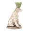 Porte-bougie en forme de chien en métal coulé peint