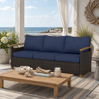Modern Garden Style with High Resilience Cushions and Weather Resistant Wicker, 3 Seater Outdoor Patio Couch for Backyard, Balcony and Porch
