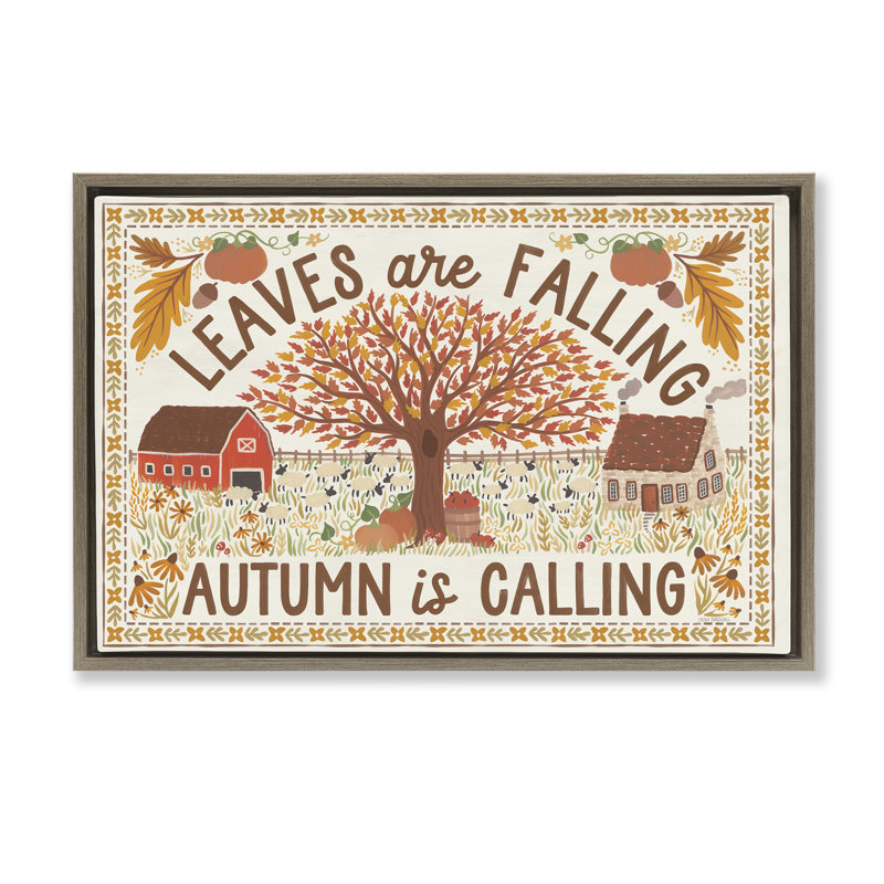 «Leaves Are Falling Scene» par Laura Marshall, Cadre flottant orme Montalcino, H 21 po x l 31 po
