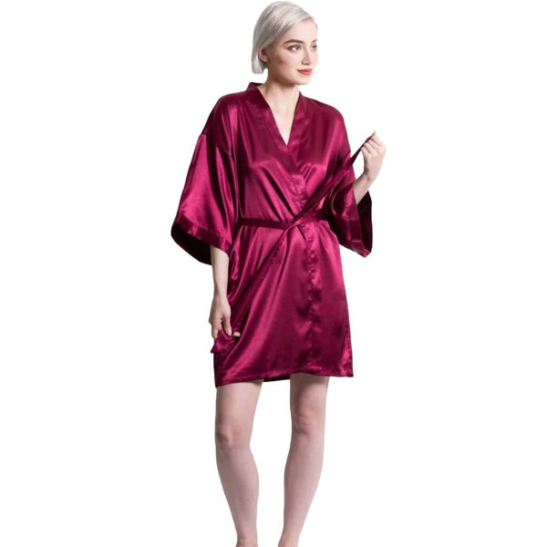 Mercer41 Quindy Sateen Above Knee Bathrobe with Pockets | Wayfair