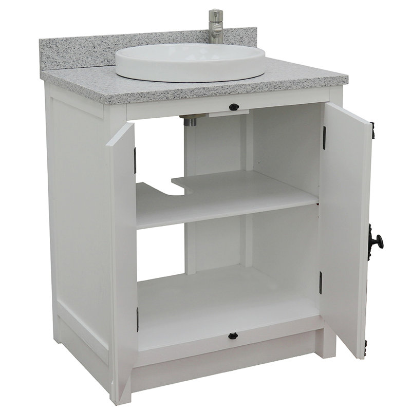 Ziemer 31'' Single Bathroom Vanity with Top, Glacier Ash, Gray Granite