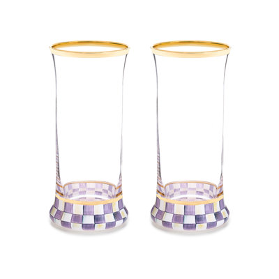 Violet Check Highball Glass