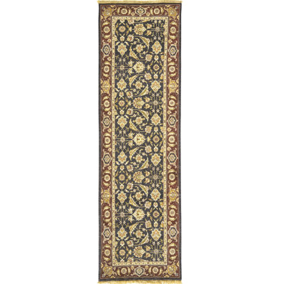 Hand Knotted Oriental Area Rug in Navy/Red