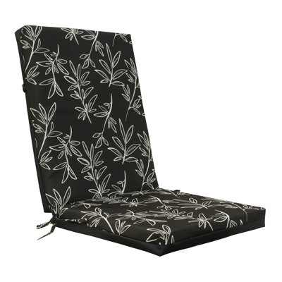 Coussin d'extérieur à haut dossier imprimé 19 x 42 en noir et blanc